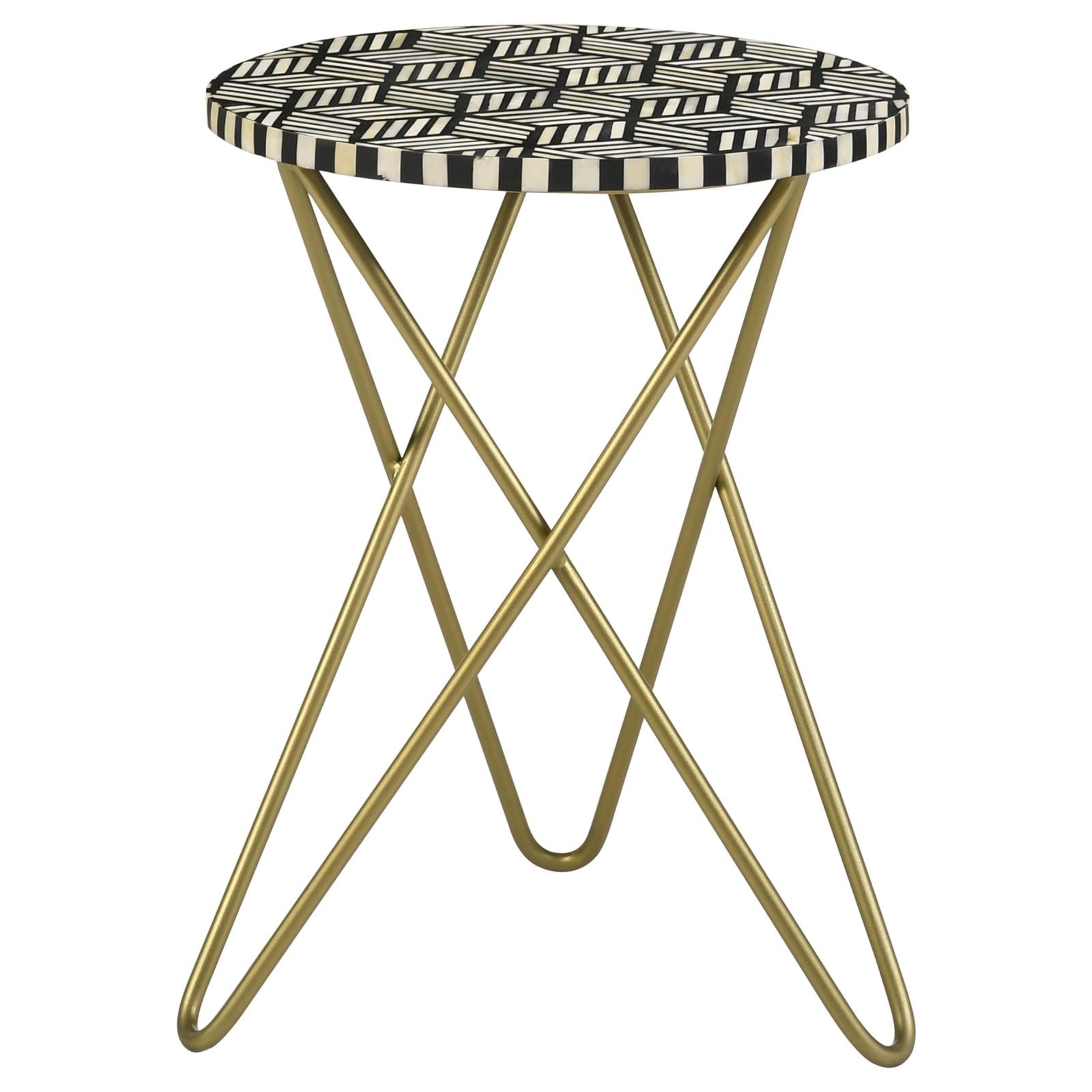Xenia Black/White Round Accent Table with Hairpin Legs - 935878 - Bien Home Furniture & Electronics