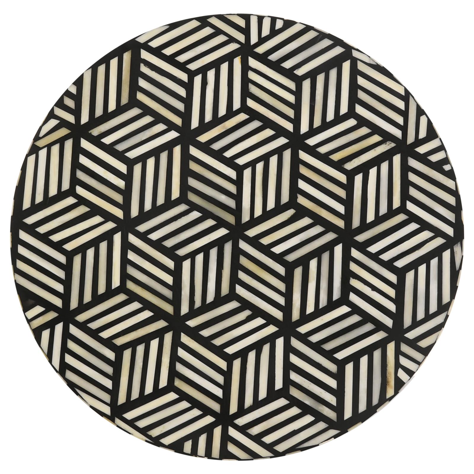 Xenia Black/White Round Accent Table with Hairpin Legs - 935878 - Bien Home Furniture & Electronics