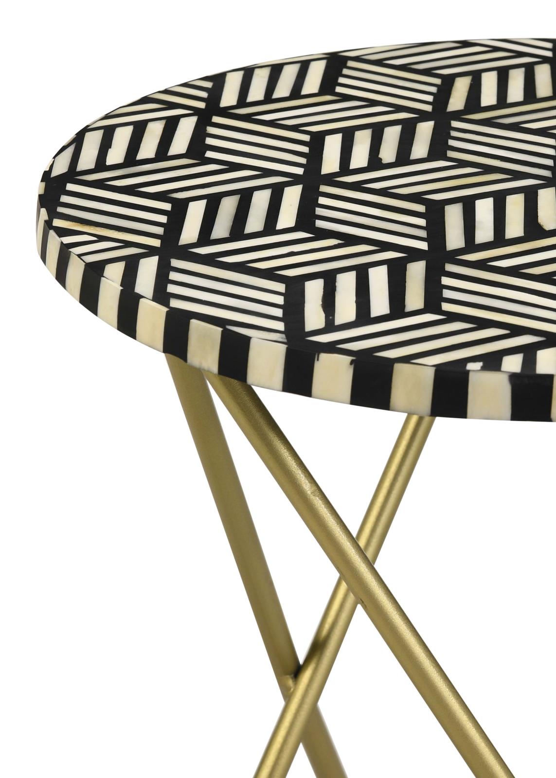 Xenia Black/White Round Accent Table with Hairpin Legs - 935878 - Bien Home Furniture & Electronics