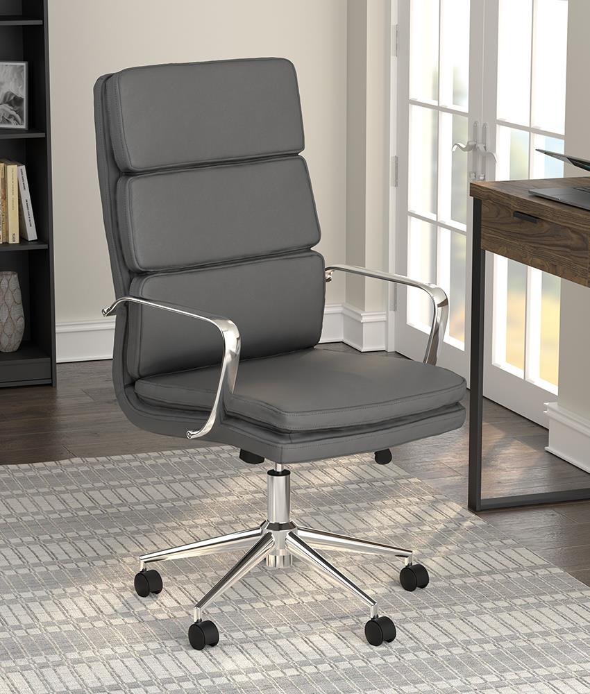 Ximena Gray High Back Upholstered Office Chair - 801745 - Bien Home Furniture &amp; Electronics