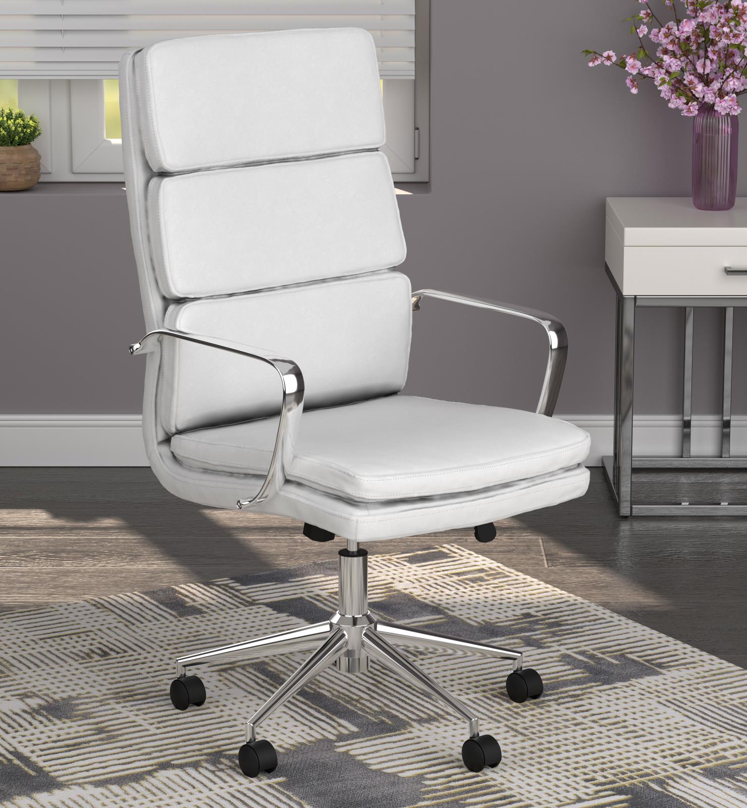 Ximena White High Back Upholstered Office Chair - 801746 - Bien Home Furniture &amp; Electronics