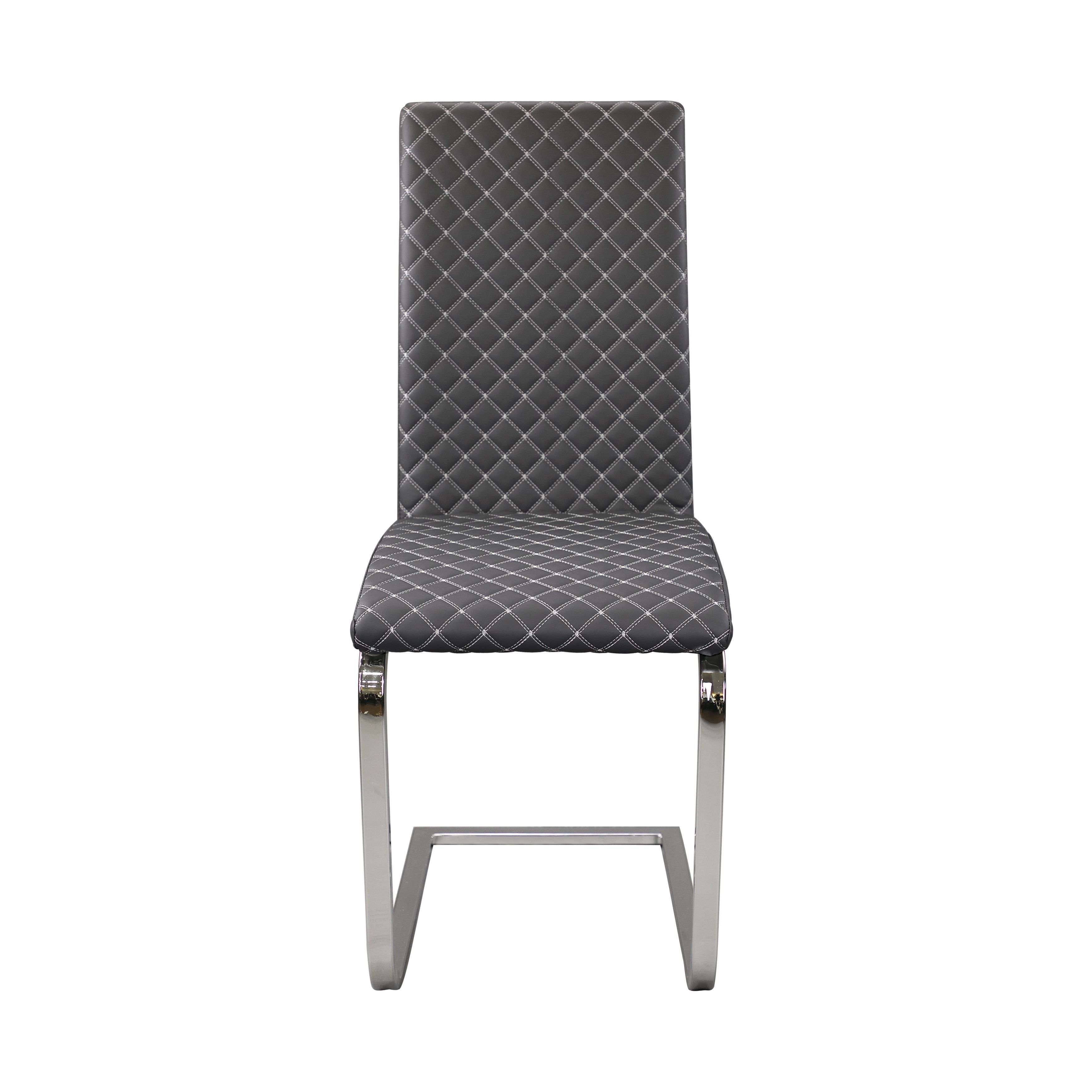 Yannis Chrome Metal/Gray Faux Leather Side Chair, Set of 2 - 5503S - Bien Home Furniture & Electronics