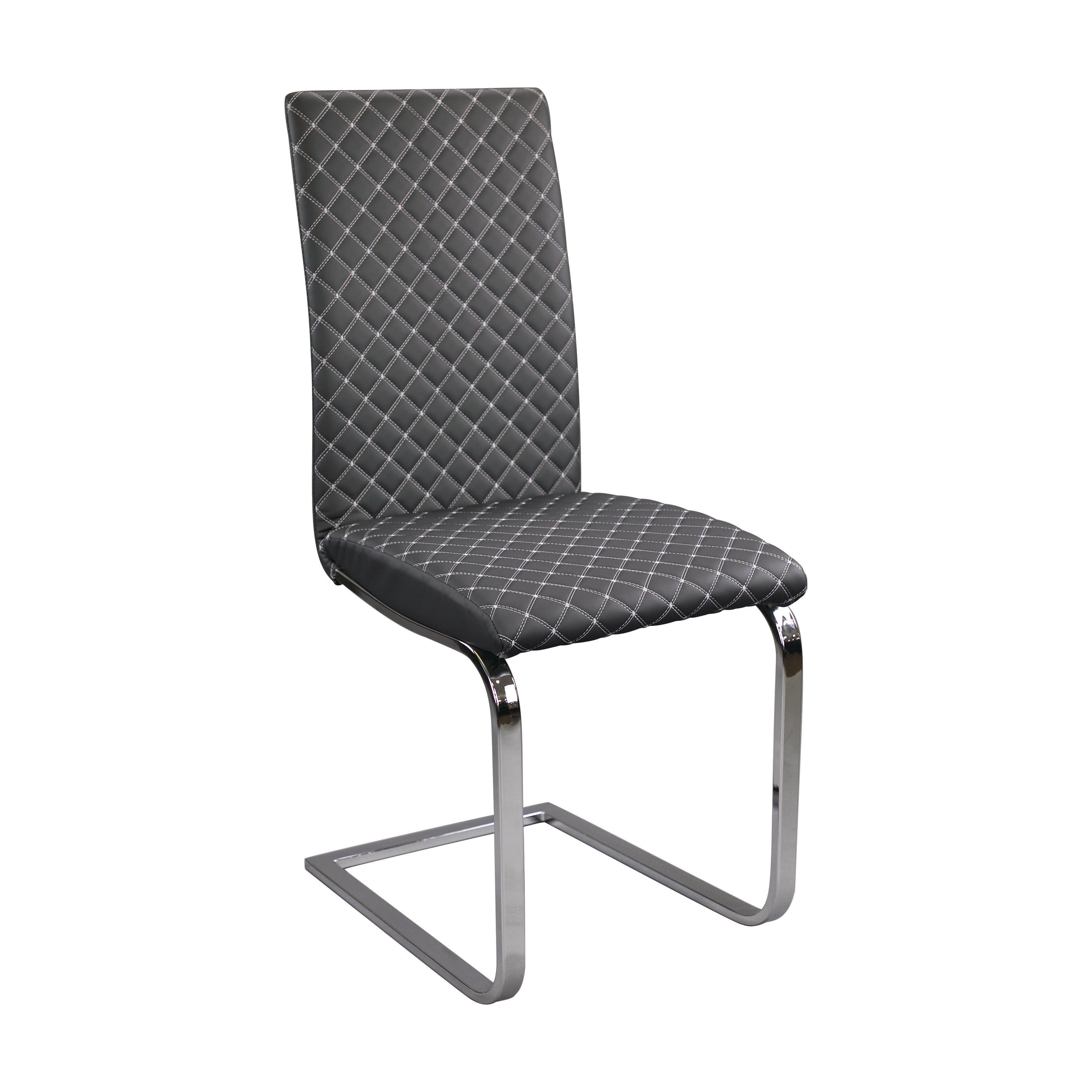 Yannis Chrome Metal/Gray Faux Leather Side Chair, Set of 2 - 5503S - Bien Home Furniture & Electronics