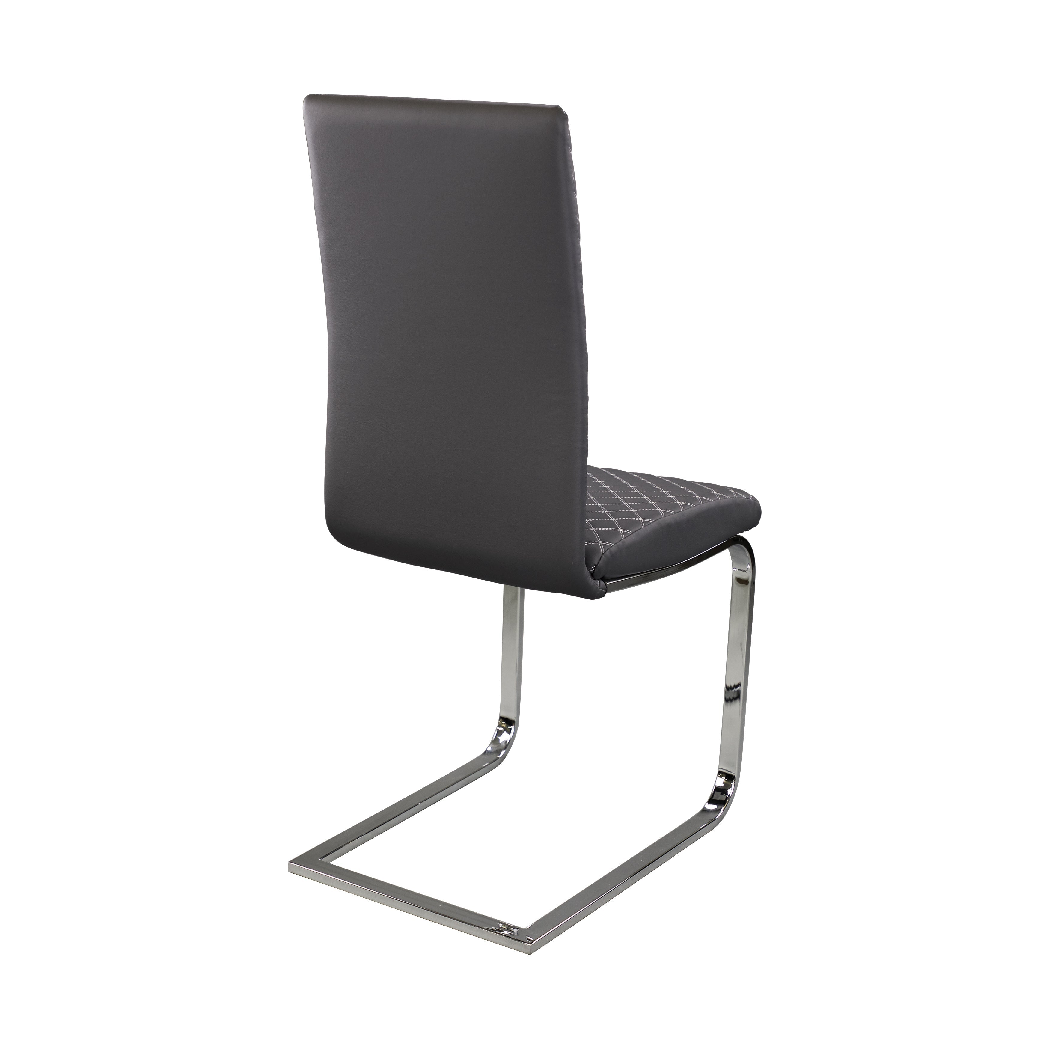 Yannis Chrome Metal/Gray Faux Leather Side Chair, Set of 2 - 5503S - Bien Home Furniture & Electronics