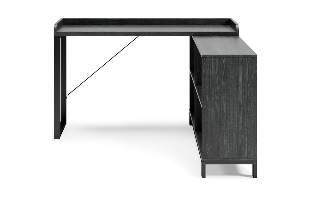 Yarlow Black Home Office L-Desk - H215-24 - Bien Home Furniture &amp; Electronics