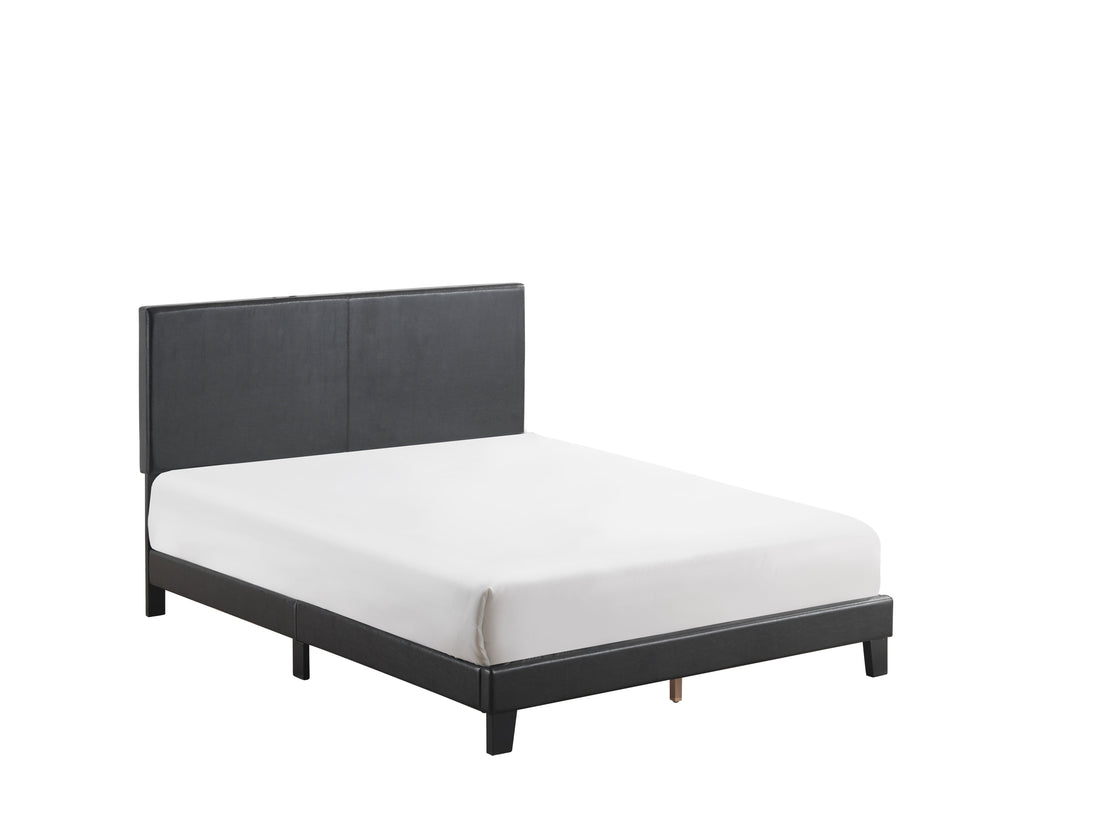 Yates Black PU Leather Queen Upholstered Platform Bed - 5281PU-Q - Bien Home Furniture &amp; Electronics
