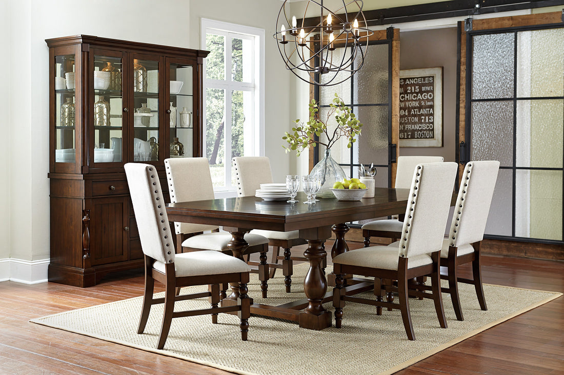 Yates Dark Oak Extendable Dining Table - SET | 5167-96 | 5167-96B - Bien Home Furniture &amp; Electronics