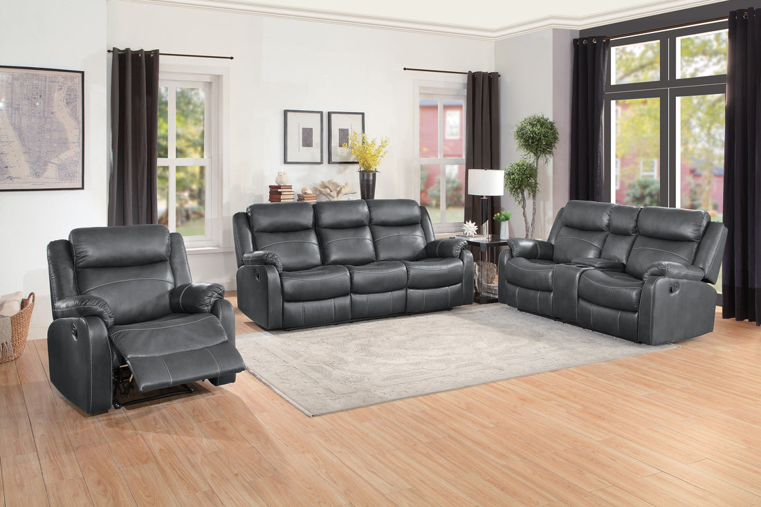 Yerba Gray Microfiber Double Lay Reclining Living Room Set - SET | 9990GY-3 | 9990GY-2 - Bien Home Furniture &amp; Electronics