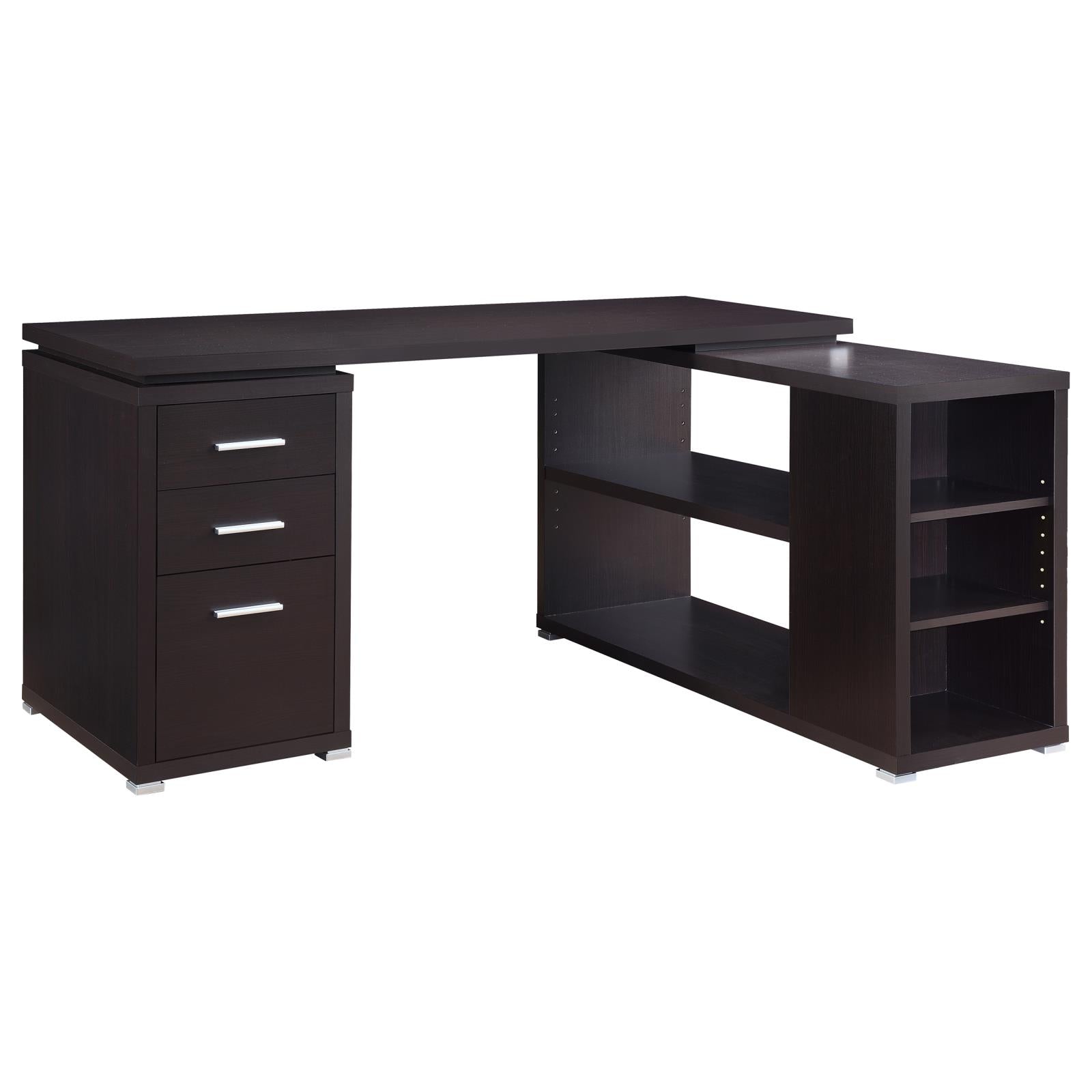 Yvette Cappuccino L-shape Office Desk - 800517 - Bien Home Furniture & Electronics
