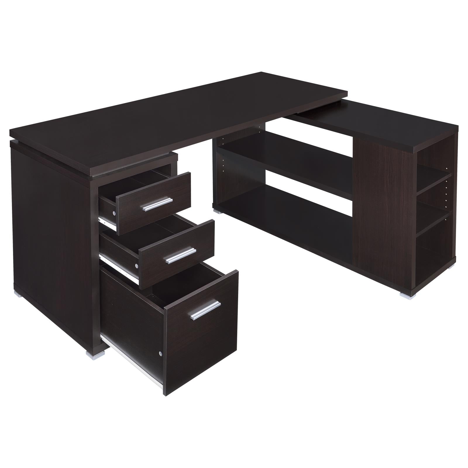 Yvette Cappuccino L-shape Office Desk - 800517 - Bien Home Furniture & Electronics