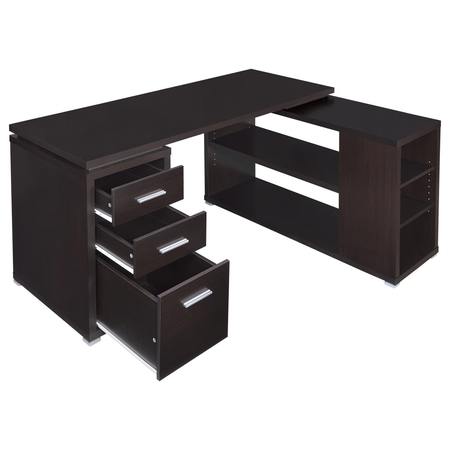 Yvette Cappuccino L-shape Office Desk - 800517 - Bien Home Furniture &amp; Electronics