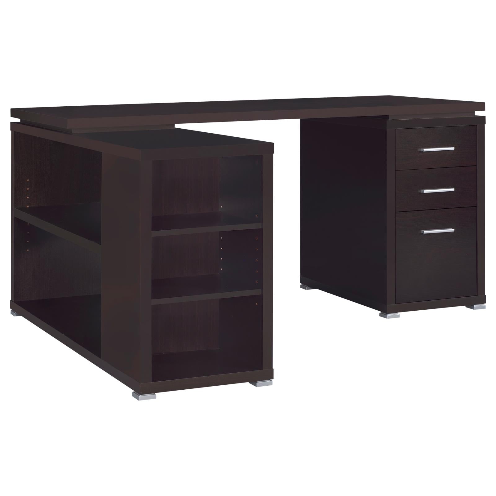 Yvette Cappuccino L-shape Office Desk - 800517 - Bien Home Furniture & Electronics