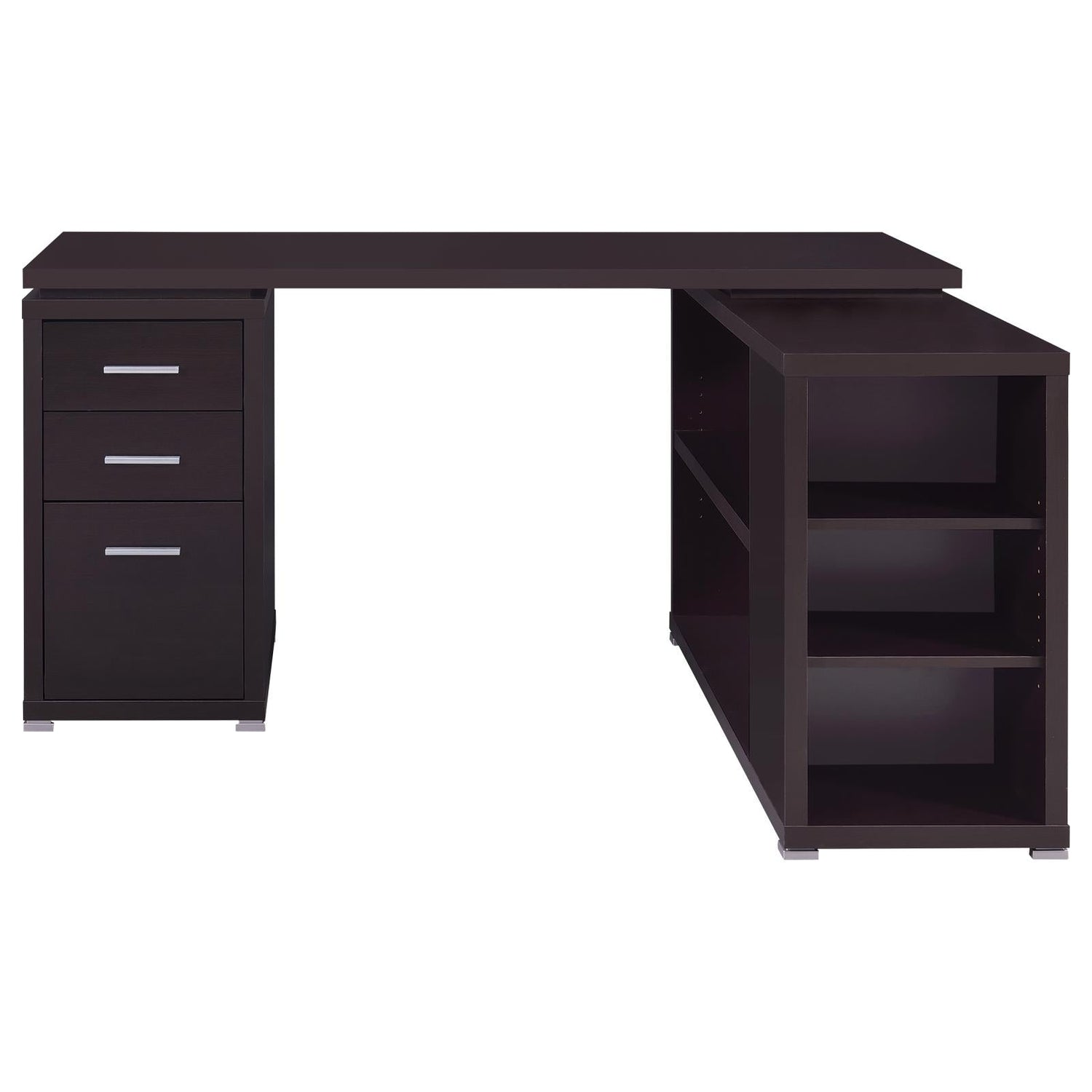 Yvette Cappuccino L-shape Office Desk - 800517 - Bien Home Furniture & Electronics