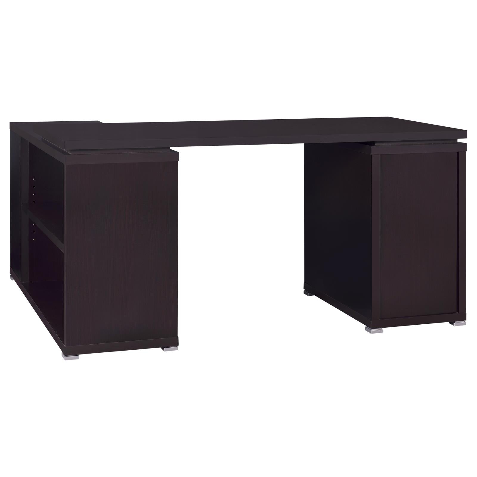 Yvette Cappuccino L-shape Office Desk - 800517 - Bien Home Furniture & Electronics