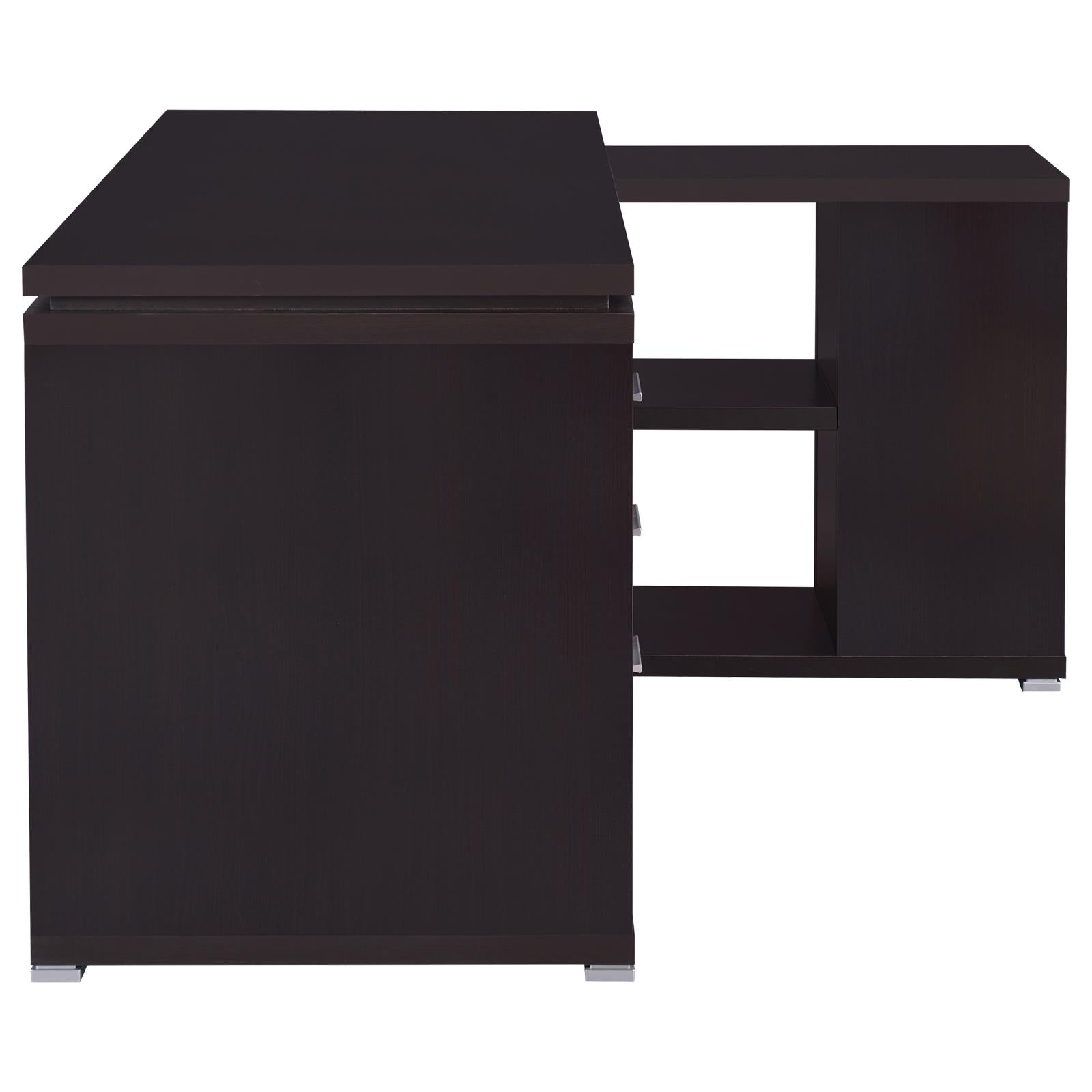 Yvette Cappuccino L-shape Office Desk - 800517 - Bien Home Furniture & Electronics