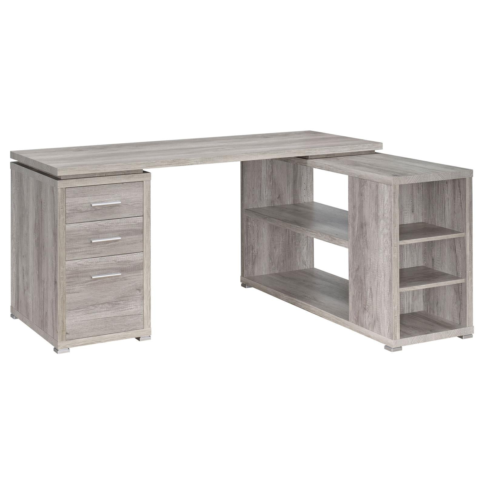 Yvette Gray Driftwood L-shape Office Desk - 801516 - Bien Home Furniture & Electronics
