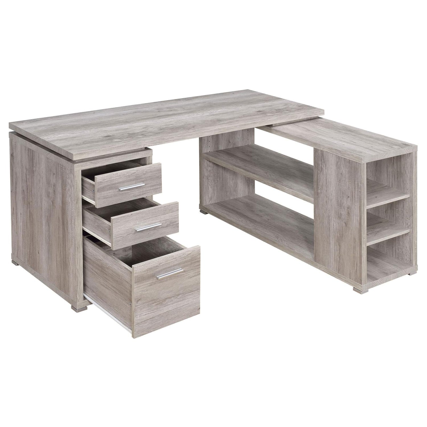 Yvette Gray Driftwood L-shape Office Desk - 801516 - Bien Home Furniture & Electronics