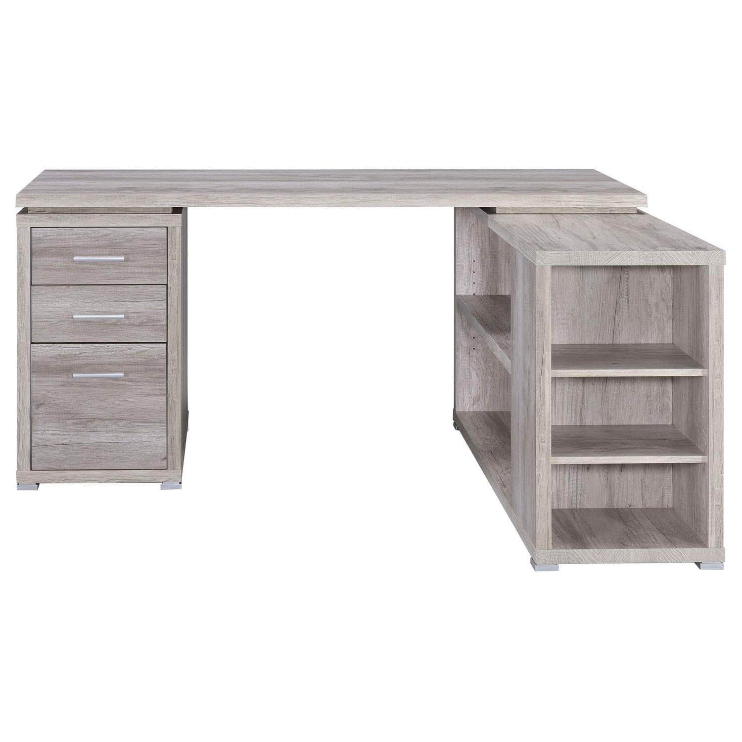 Yvette Gray Driftwood L-shape Office Desk - 801516 - Bien Home Furniture & Electronics