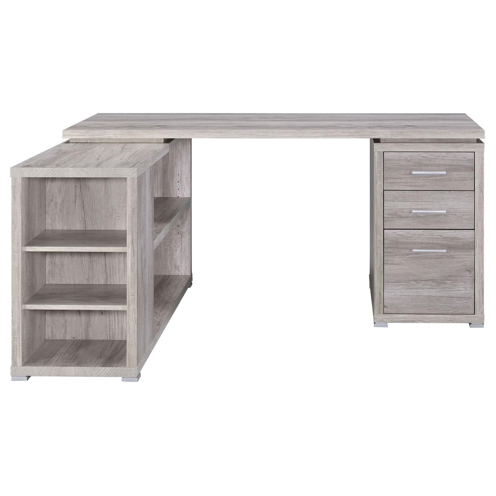 Yvette Gray Driftwood L-shape Office Desk - 801516 - Bien Home Furniture &amp; Electronics