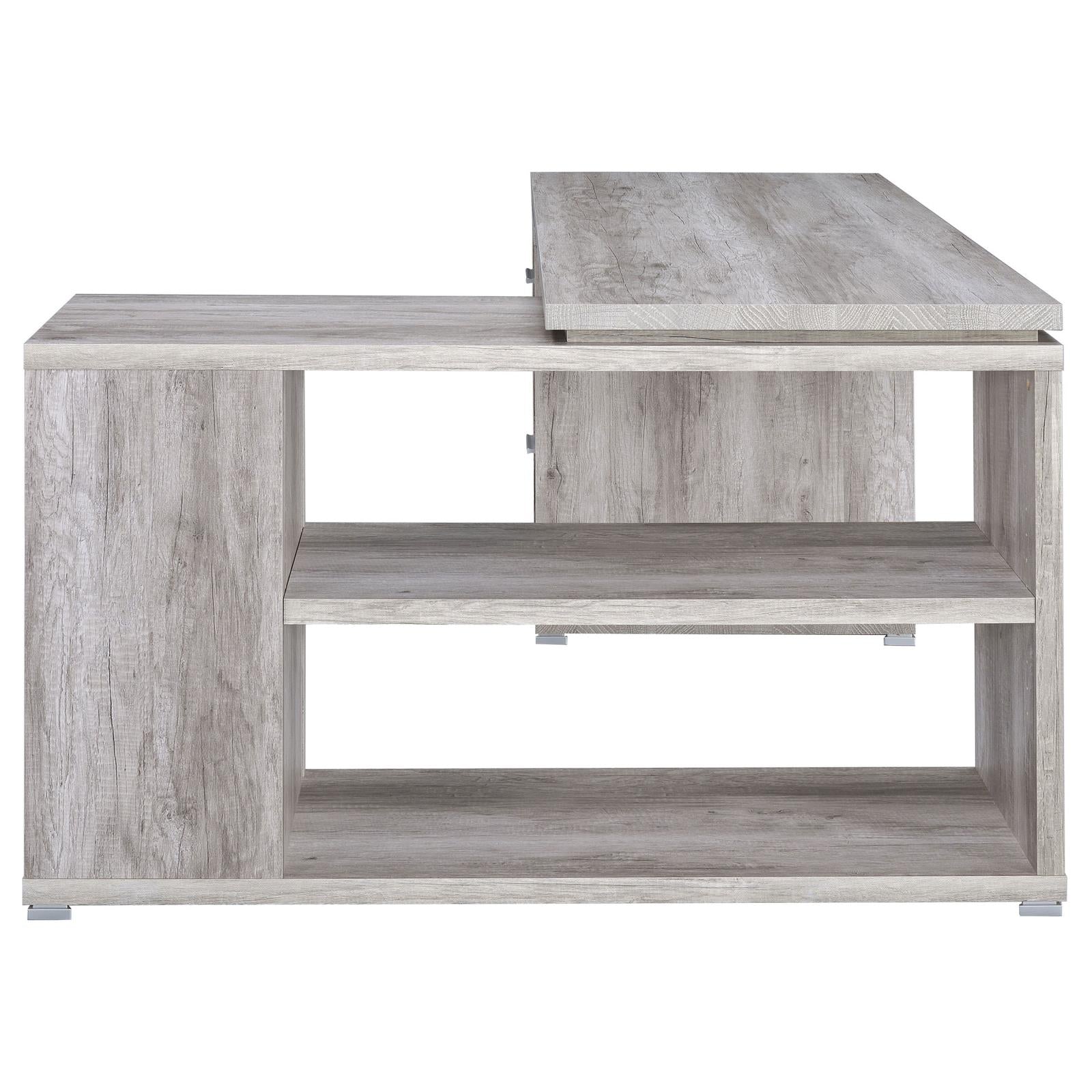 Yvette Gray Driftwood L-shape Office Desk - 801516 - Bien Home Furniture &amp; Electronics