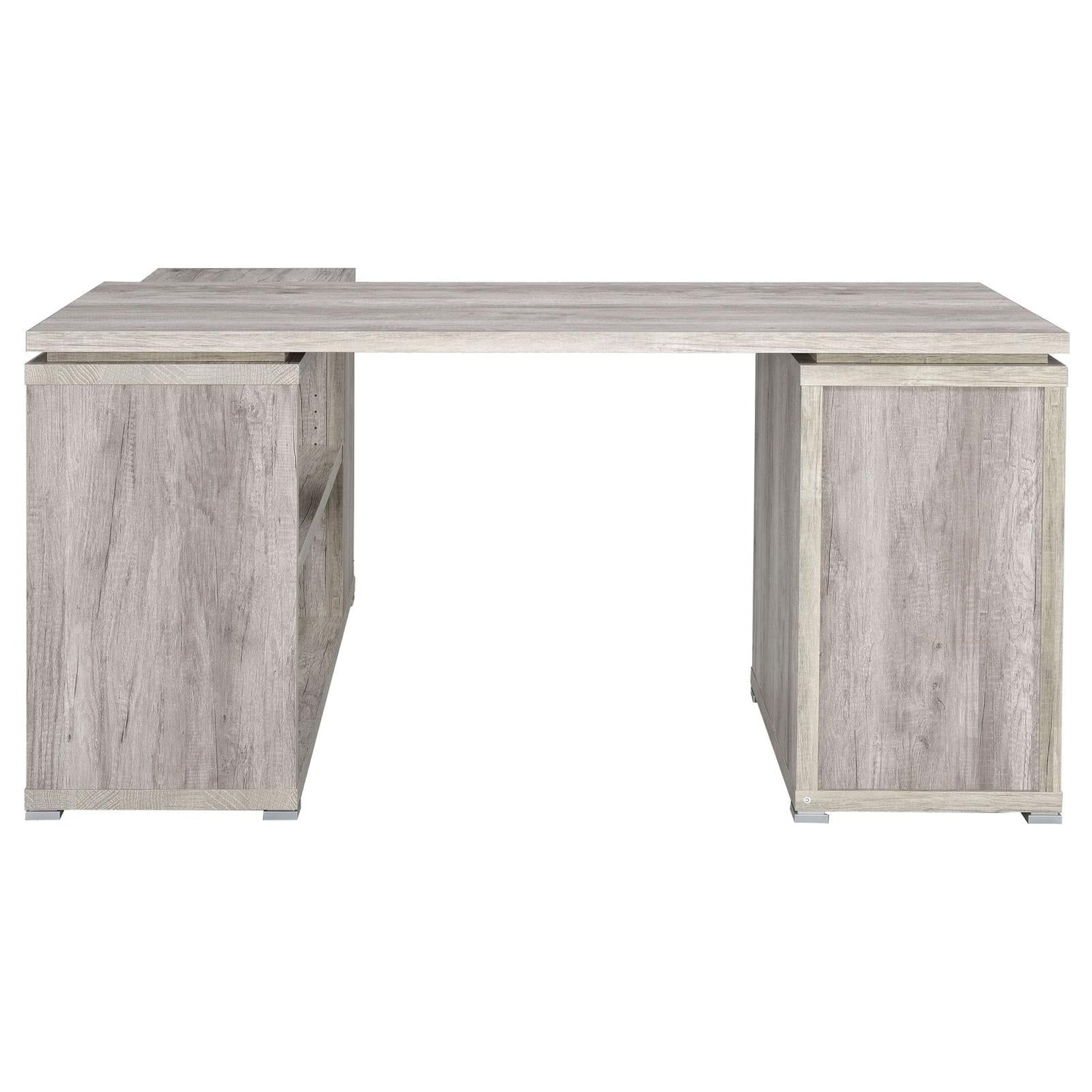 Yvette Gray Driftwood L-shape Office Desk - 801516 - Bien Home Furniture & Electronics