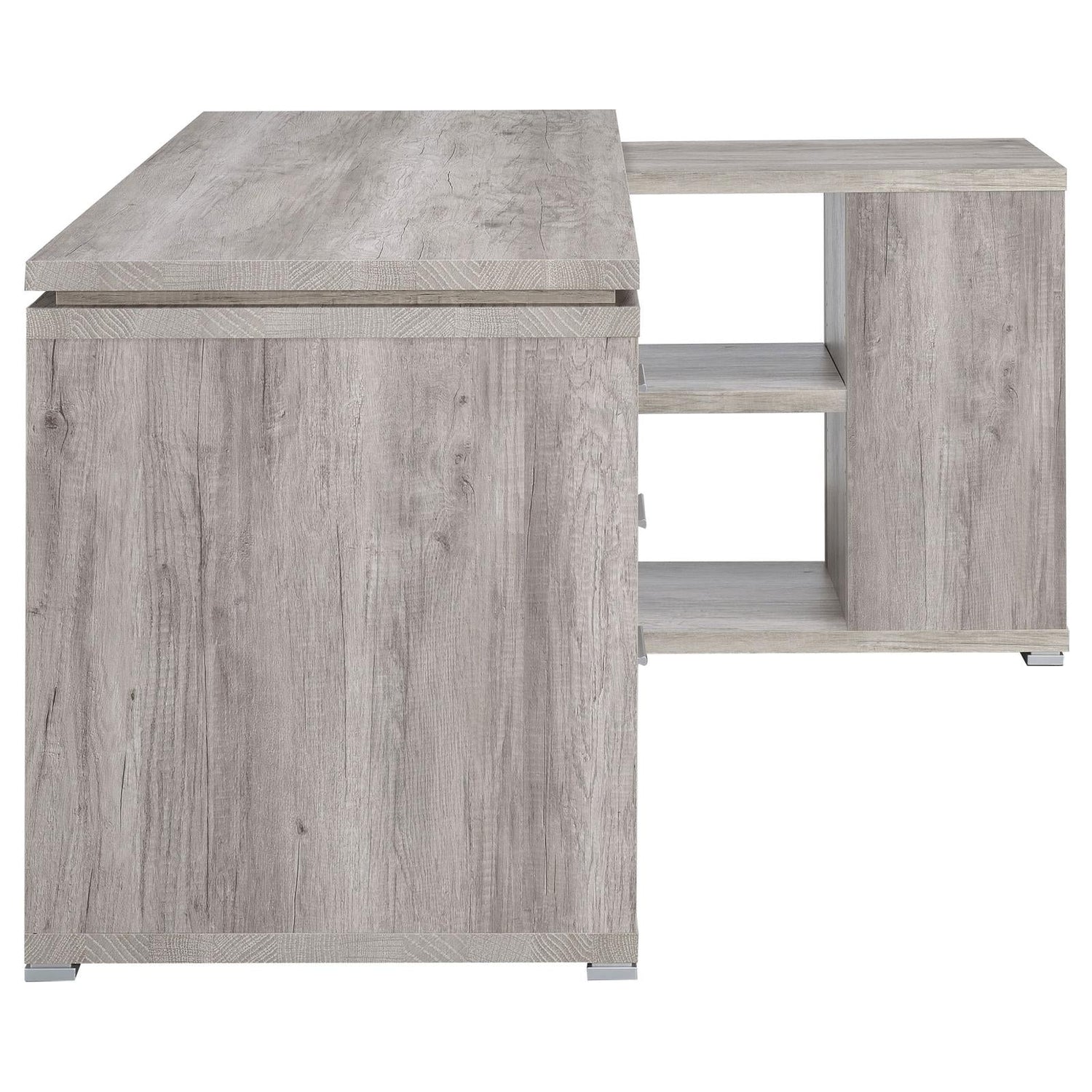 Yvette Gray Driftwood L-shape Office Desk - 801516 - Bien Home Furniture & Electronics