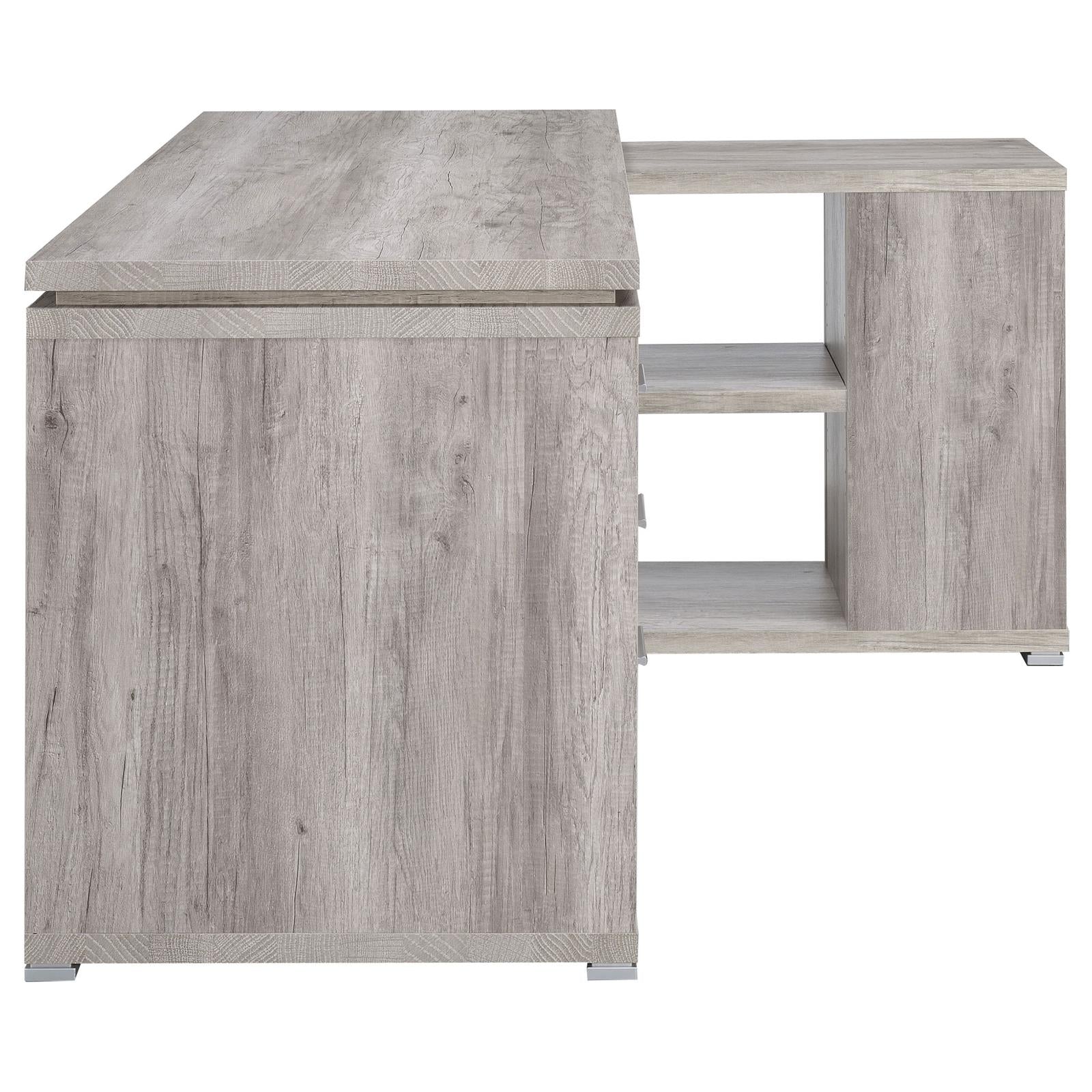 Yvette Gray Driftwood L-shape Office Desk - 801516 - Bien Home Furniture & Electronics