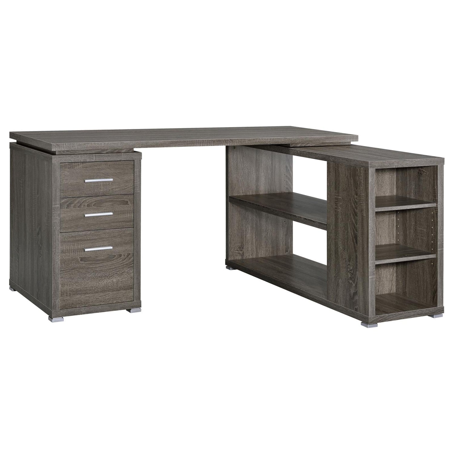 Yvette Weathered Gray L-shape Office Desk - 800518 - Bien Home Furniture & Electronics
