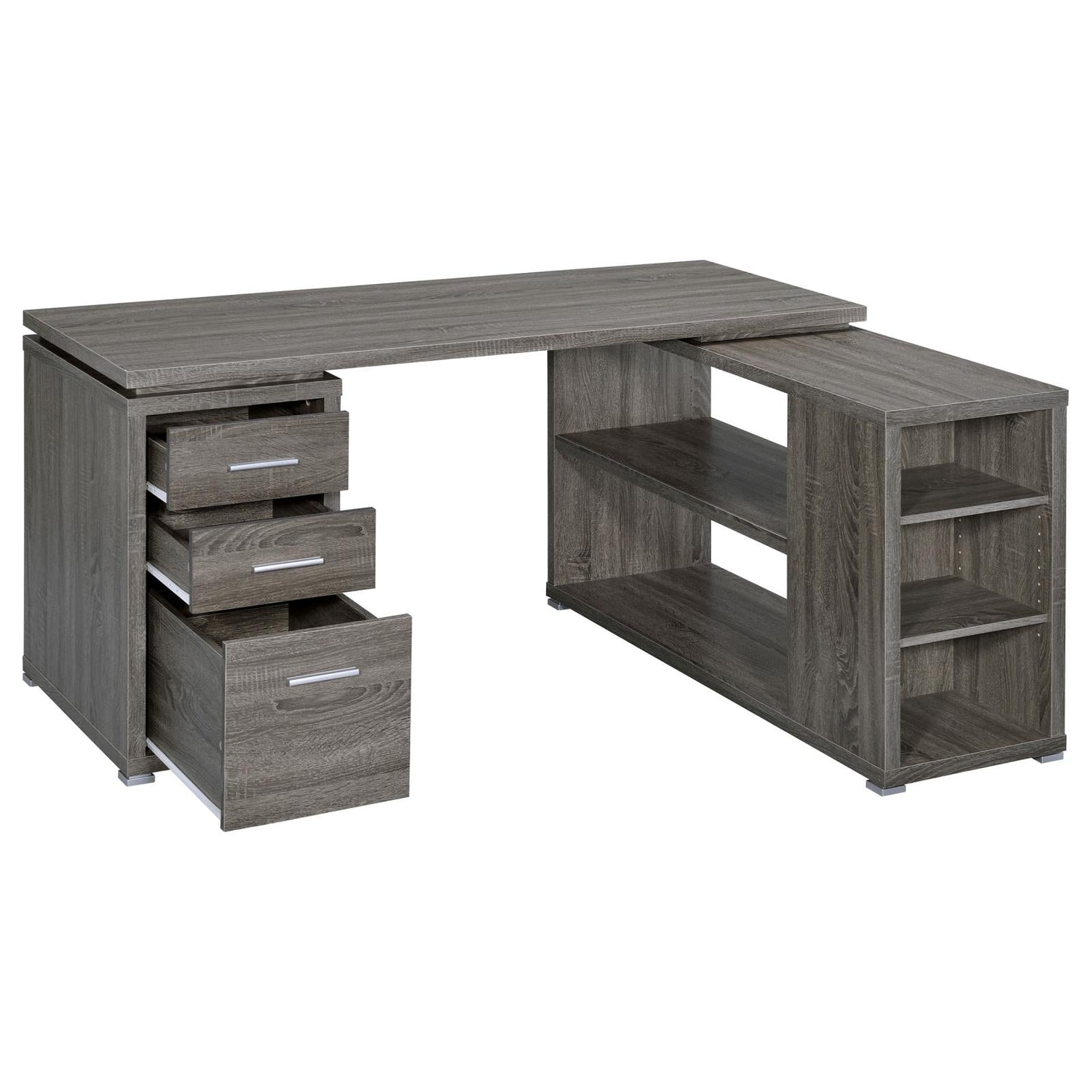 Yvette Weathered Gray L-shape Office Desk - 800518 - Bien Home Furniture & Electronics