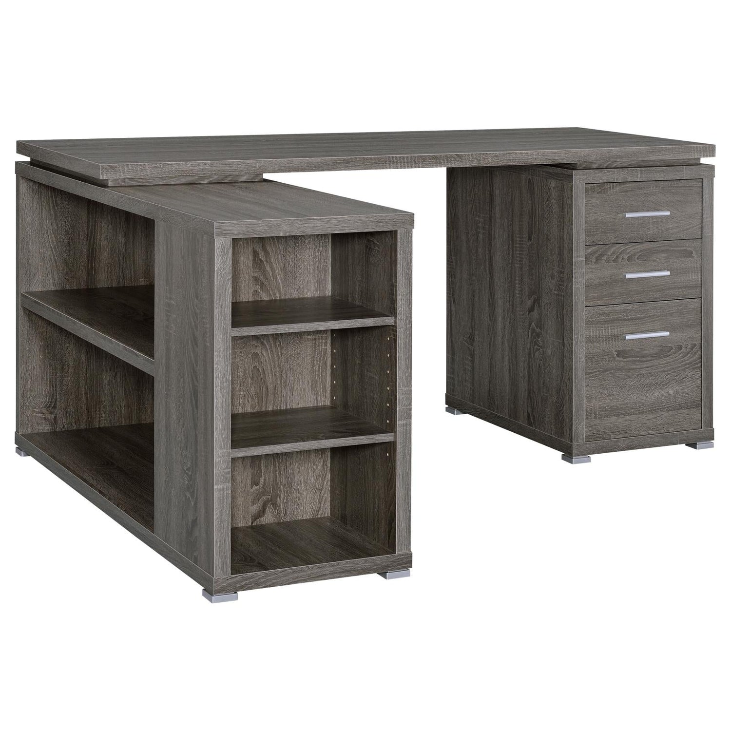 Yvette Weathered Gray L-shape Office Desk - 800518 - Bien Home Furniture & Electronics