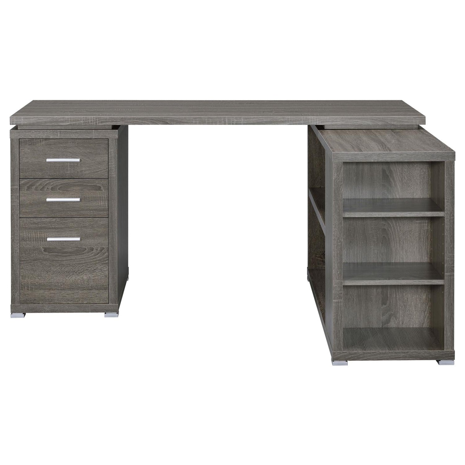 Yvette Weathered Gray L-shape Office Desk - 800518 - Bien Home Furniture & Electronics