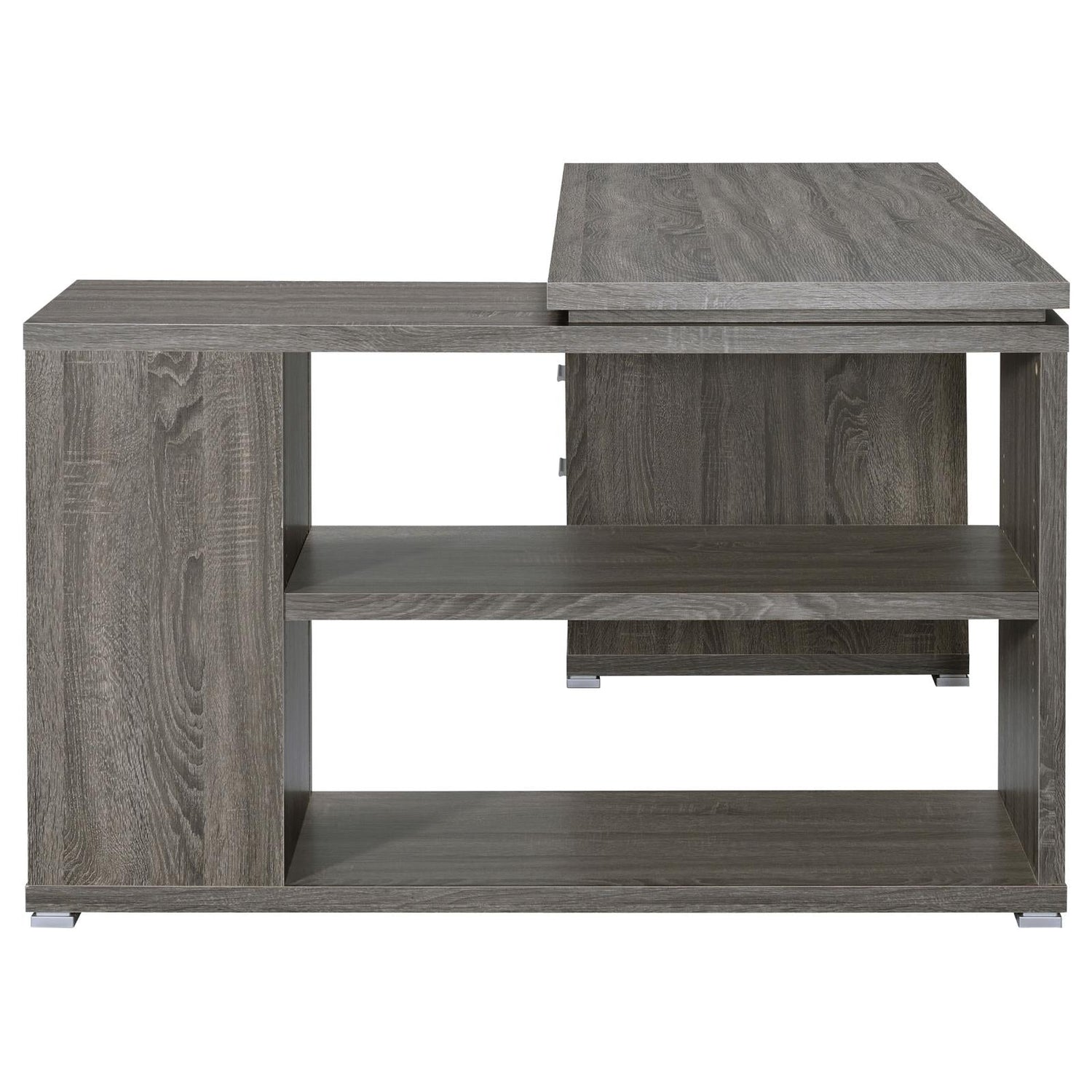 Yvette Weathered Gray L-shape Office Desk - 800518 - Bien Home Furniture & Electronics