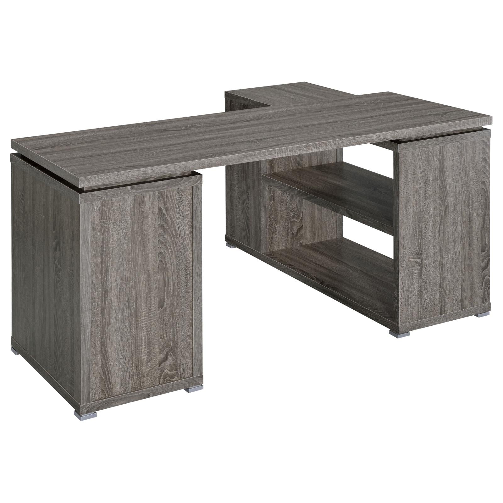Yvette Weathered Gray L-shape Office Desk - 800518 - Bien Home Furniture & Electronics