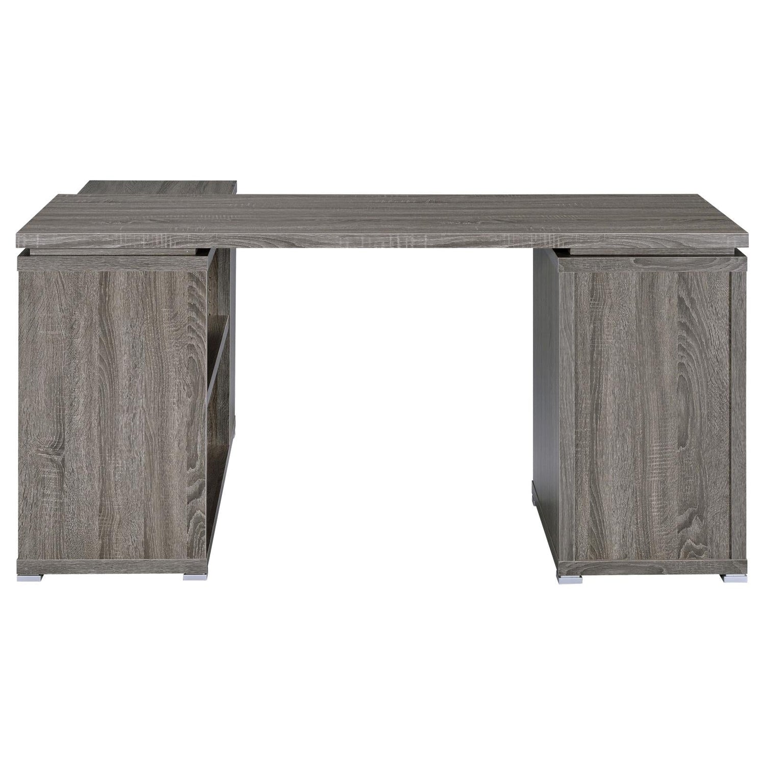Yvette Weathered Gray L-shape Office Desk - 800518 - Bien Home Furniture & Electronics