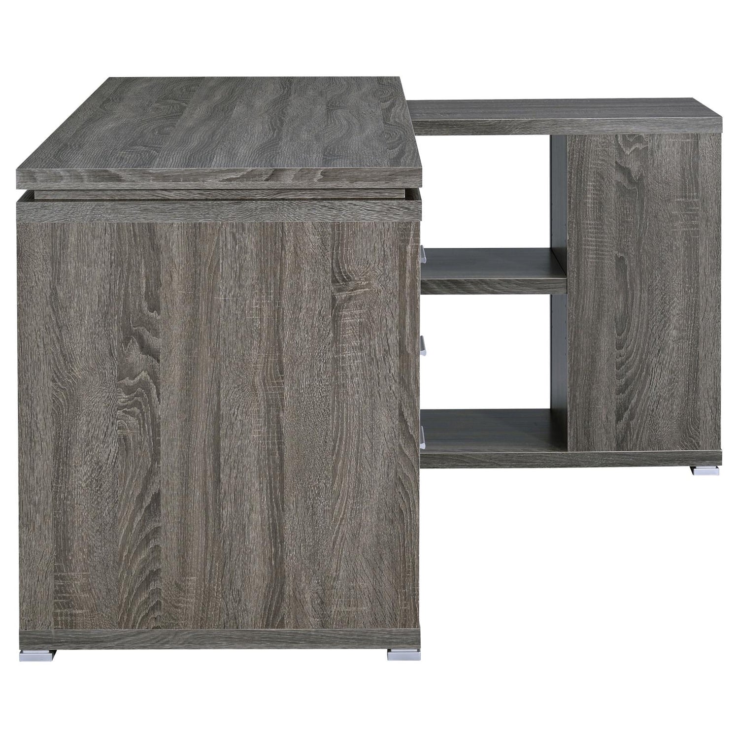 Yvette Weathered Gray L-shape Office Desk - 800518 - Bien Home Furniture & Electronics