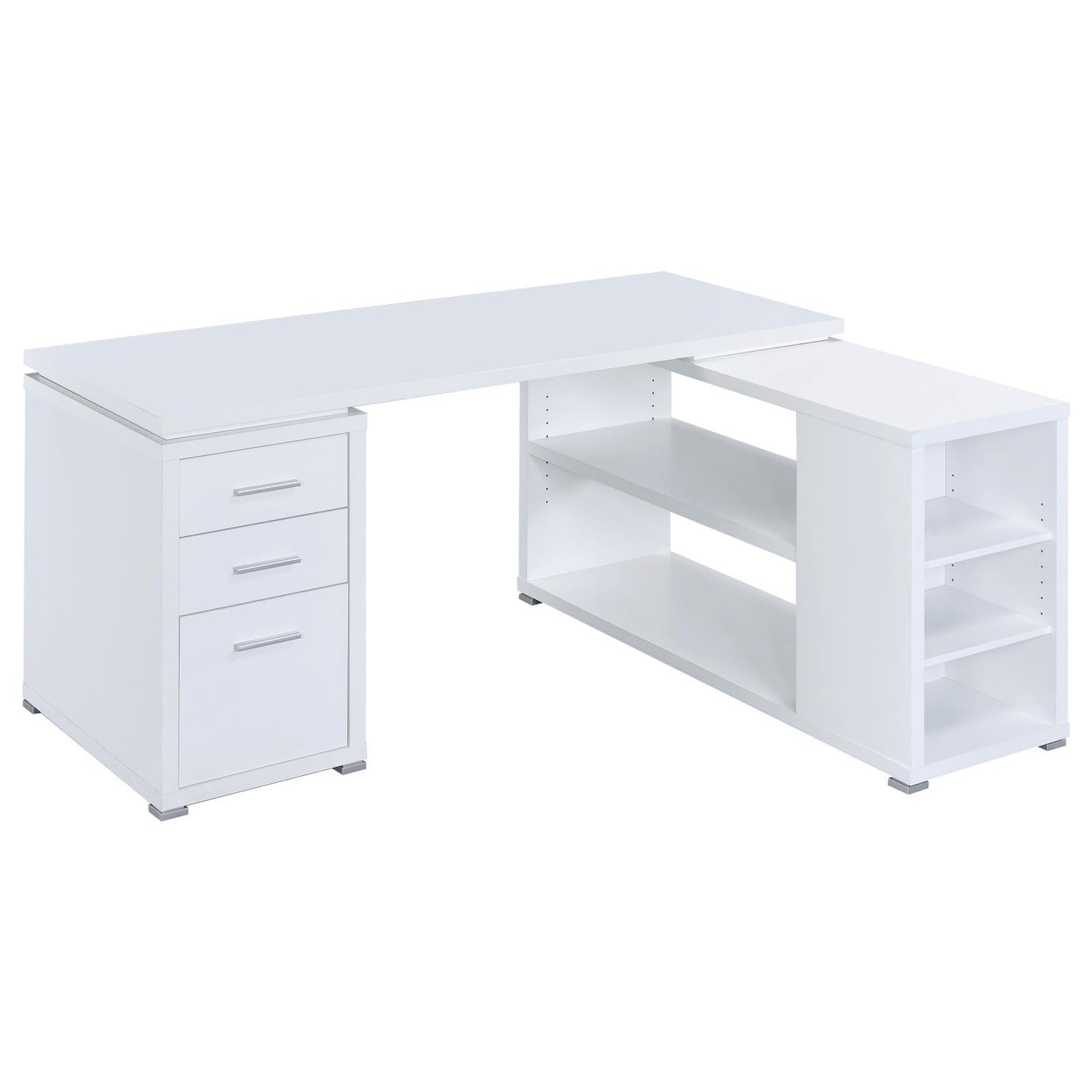 Yvette White L-shape Office Desk - 800516 - Bien Home Furniture & Electronics