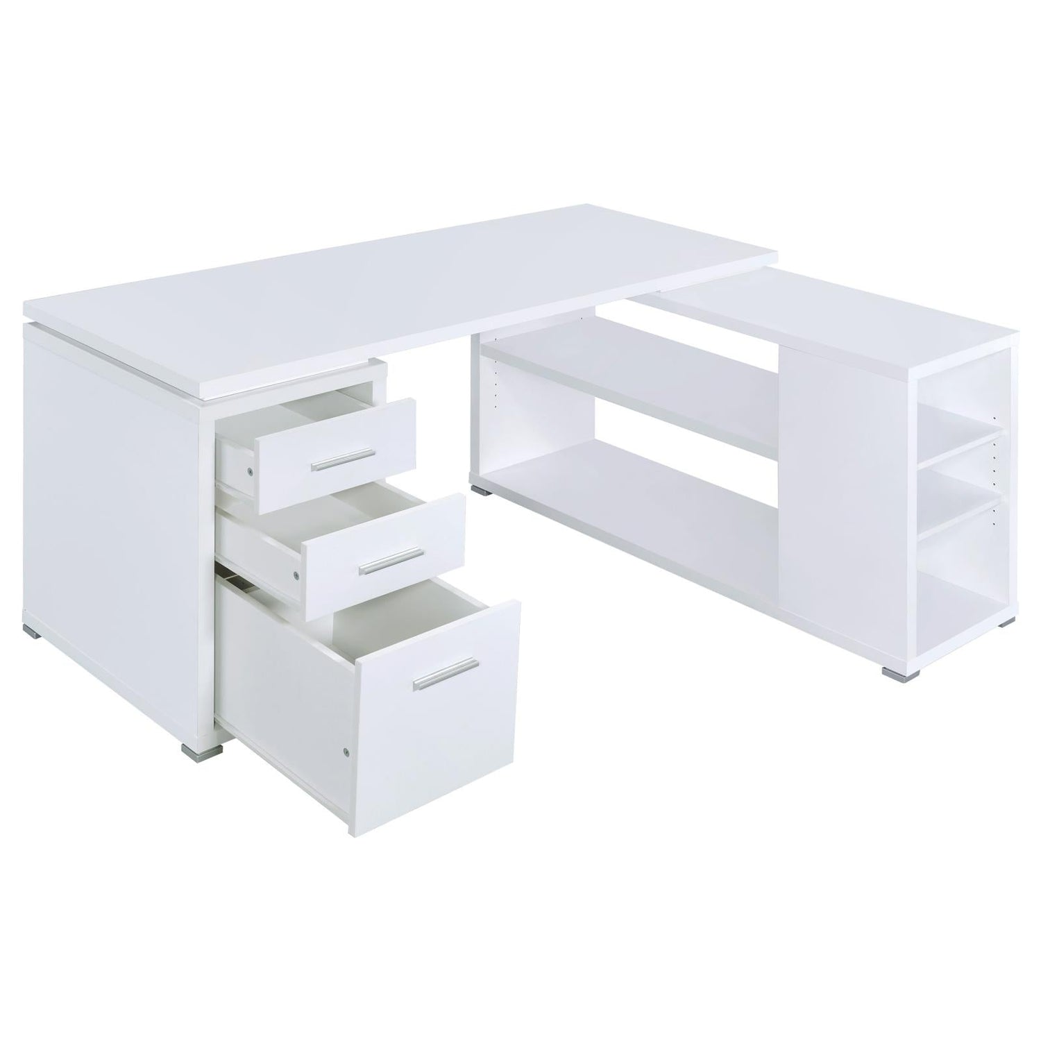 Yvette White L-shape Office Desk - 800516 - Bien Home Furniture & Electronics