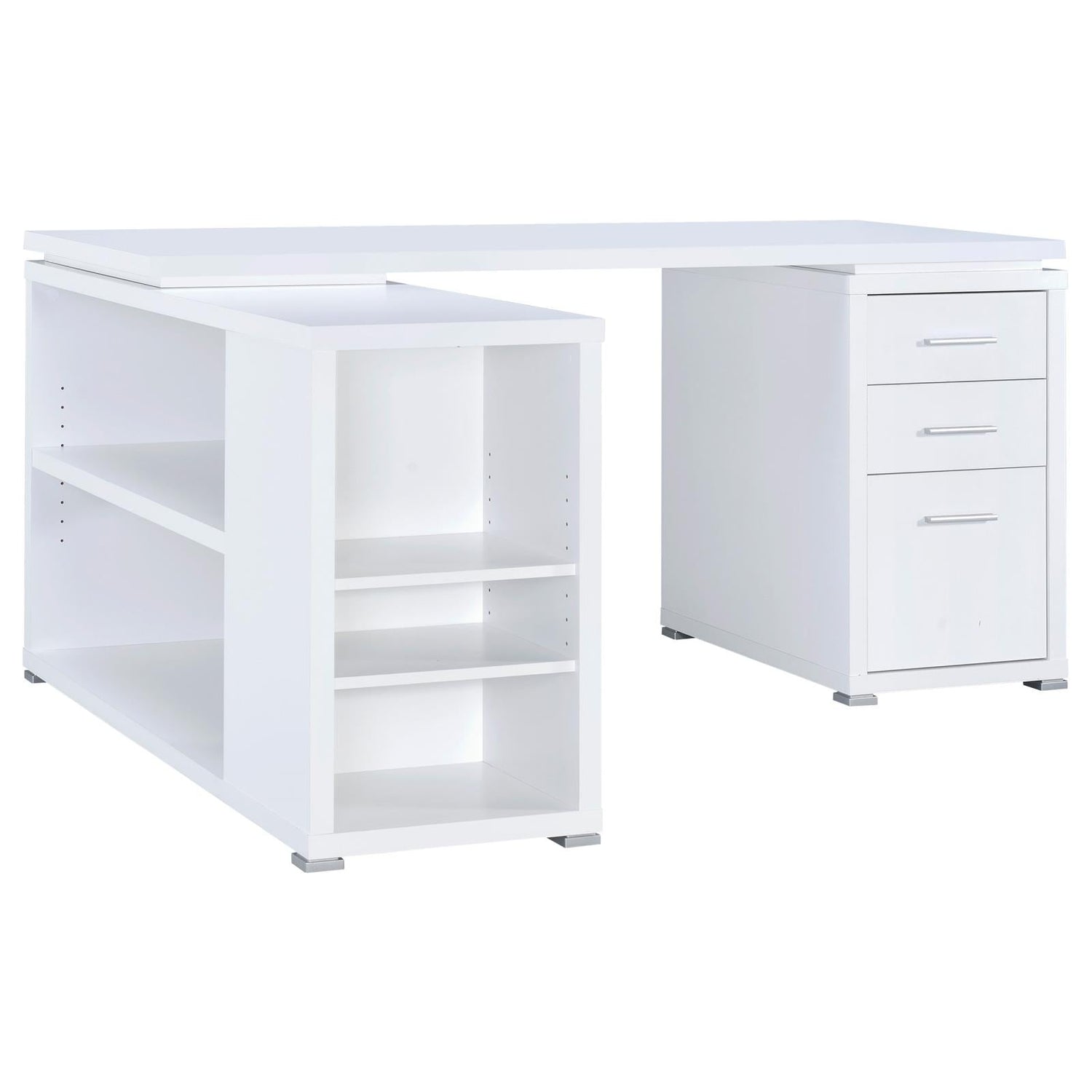 Yvette White L-shape Office Desk - 800516 - Bien Home Furniture &amp; Electronics
