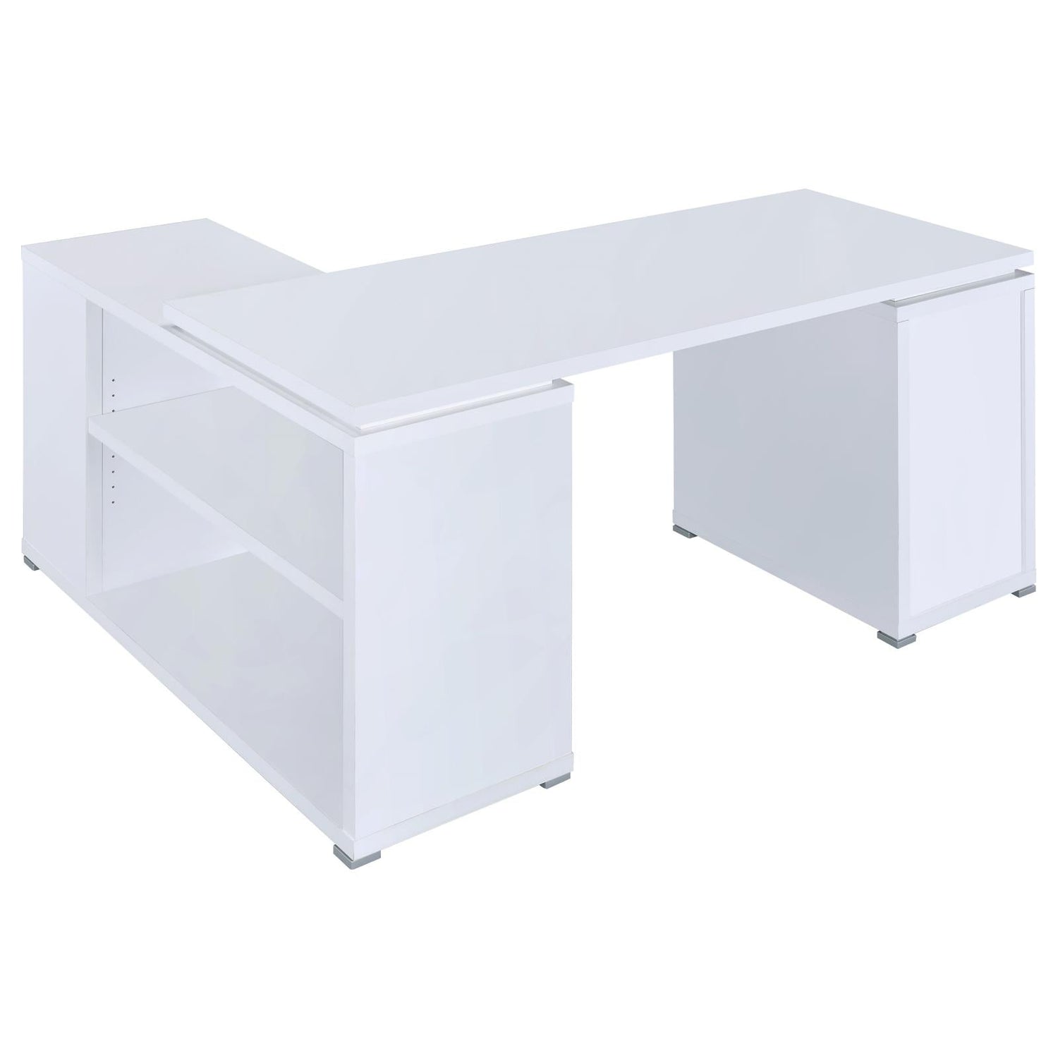 Yvette White L-shape Office Desk - 800516 - Bien Home Furniture & Electronics