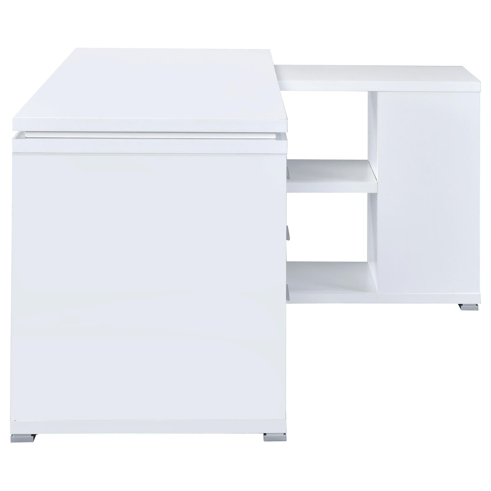 Yvette White L-shape Office Desk - 800516 - Bien Home Furniture & Electronics