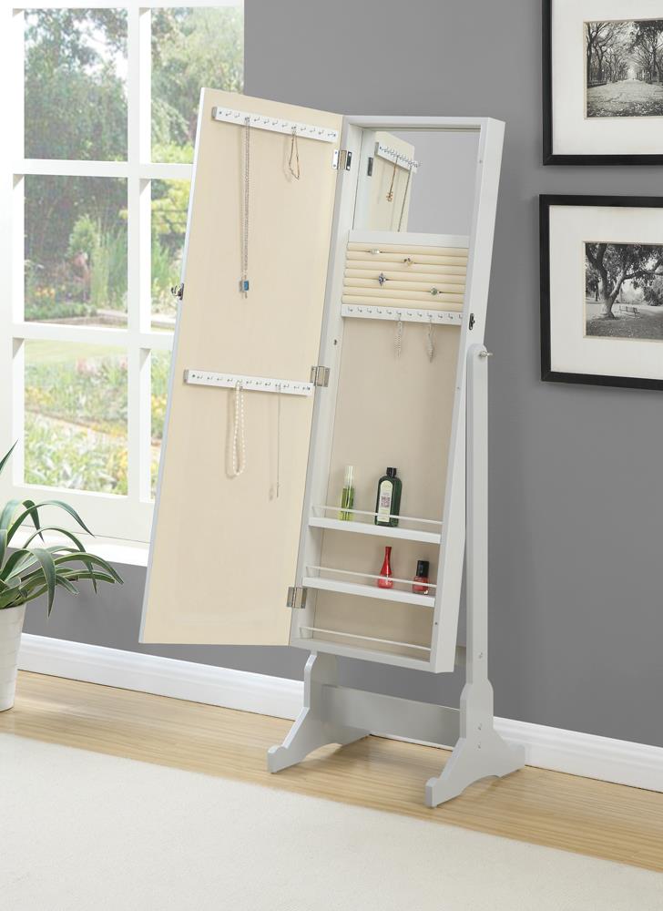 Yvonne Dove Gray Storage Jewelry Cheval Mirror - 901866 - Bien Home Furniture & Electronics