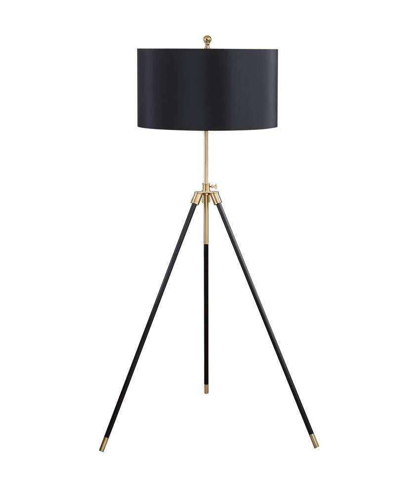 Zabka Tripod Floor Lamp Black/Gold - 923255 - Bien Home Furniture &amp; Electronics