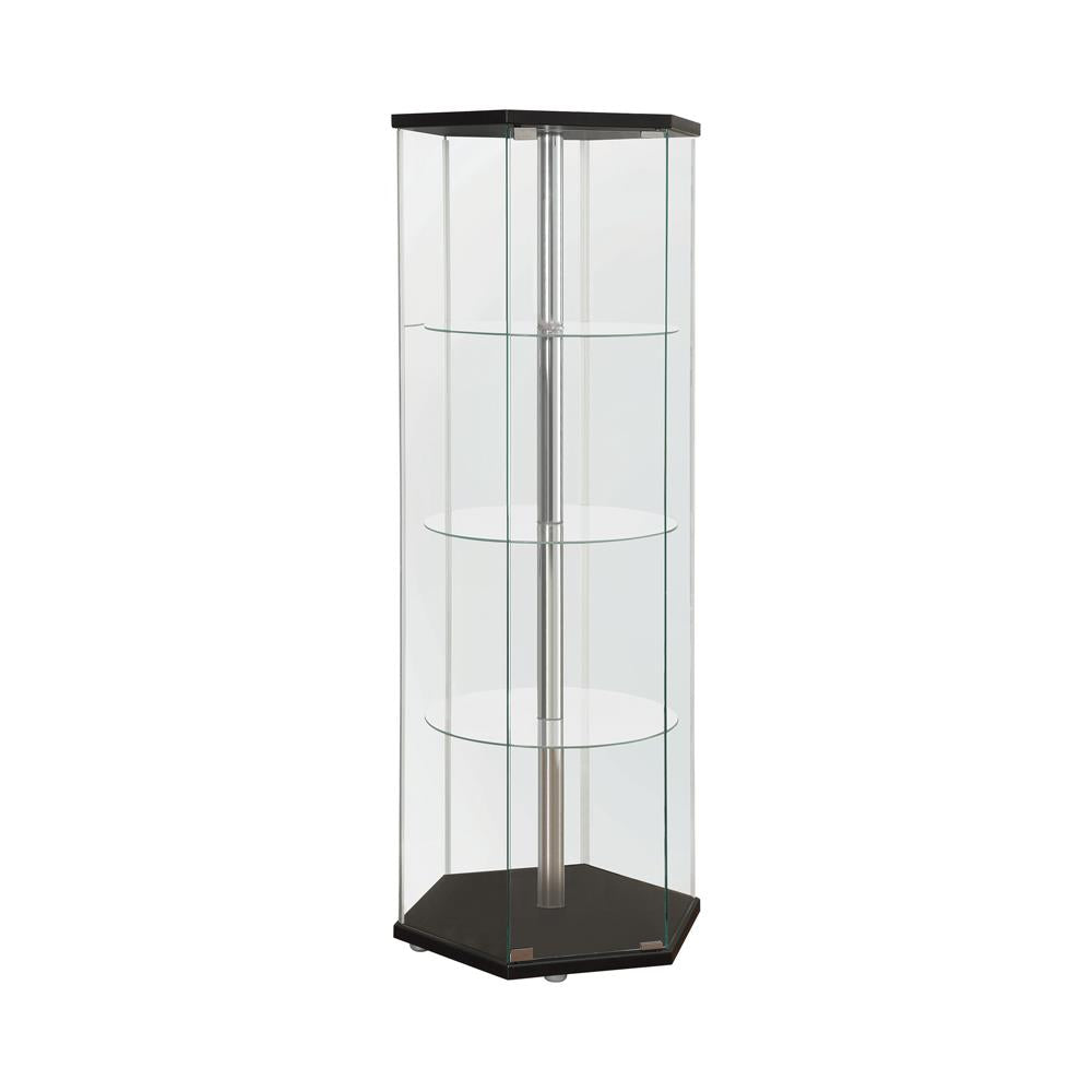 Zahavah Black/Clear 4-Shelf Hexagon Shaped Curio Cabinet - 950276 - Bien Home Furniture & Electronics