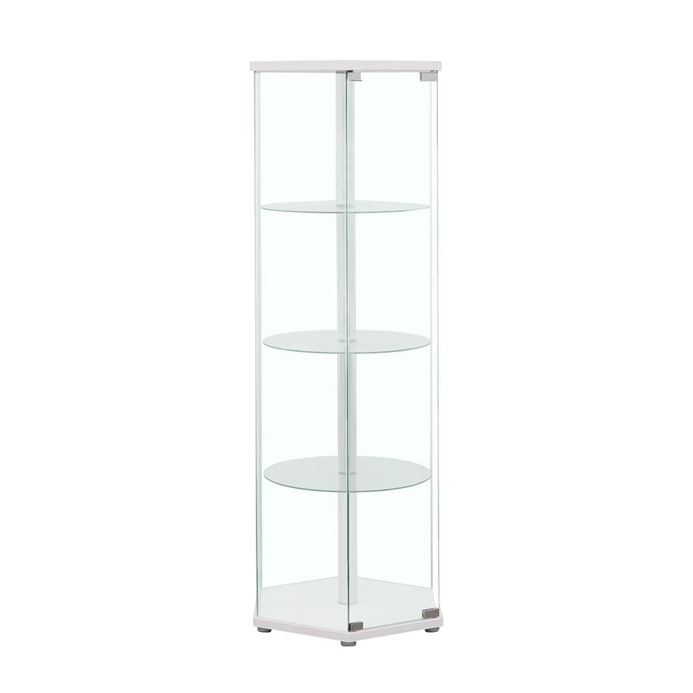 Zahavah White/Clear 4-Shelf Hexagon Shaped Curio Cabinet - 950001 - Bien Home Furniture & Electronics