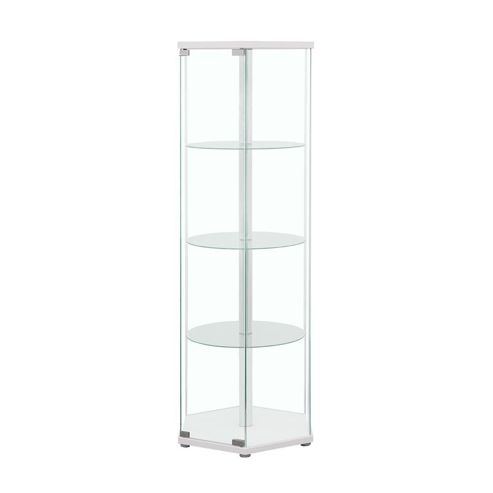 Zahavah White/Clear 4-Shelf Hexagon Shaped Curio Cabinet - 950001 - Bien Home Furniture & Electronics