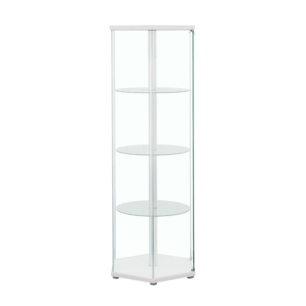 Zahavah White/Clear 4-Shelf Hexagon Shaped Curio Cabinet - 950001 - Bien Home Furniture & Electronics