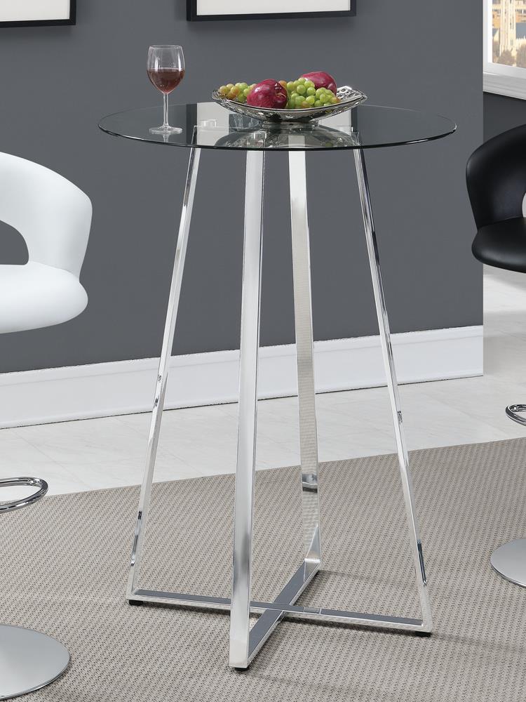 Zanella Chrome Glass Top Bar Table - 100026 - Bien Home Furniture &amp; Electronics