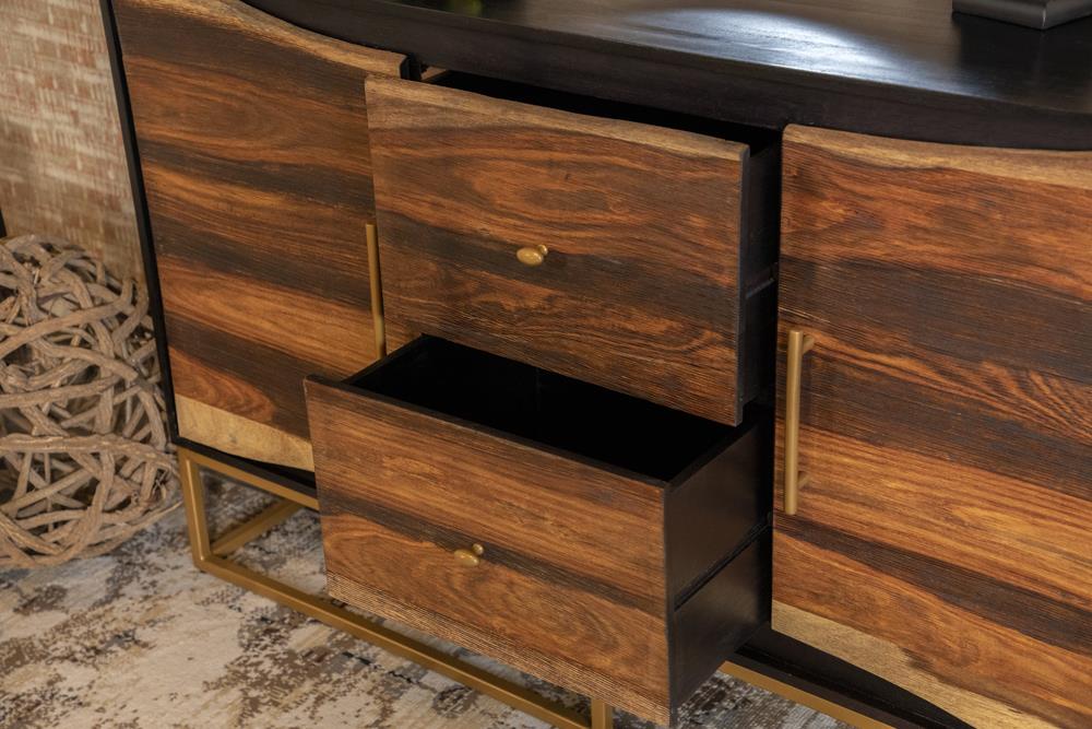 Zara Black Walnut/Gold 2-Door Accent Cabinet - 953466 - Bien Home Furniture & Electronics