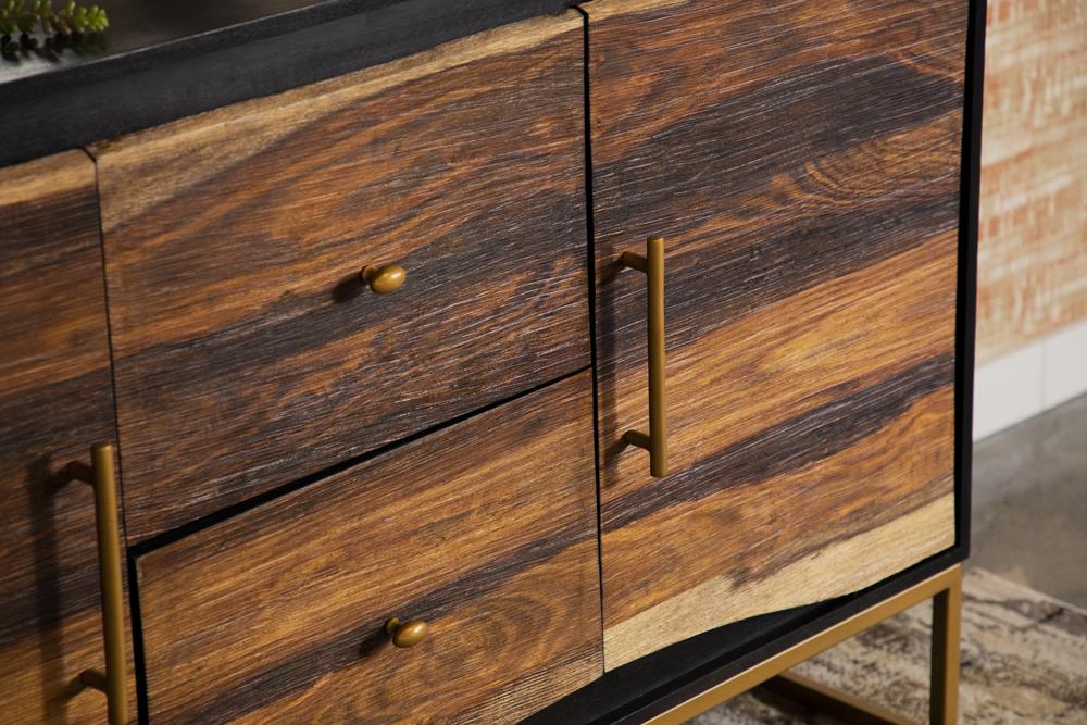Zara Black Walnut/Gold 2-Door Accent Cabinet - 953466 - Bien Home Furniture & Electronics