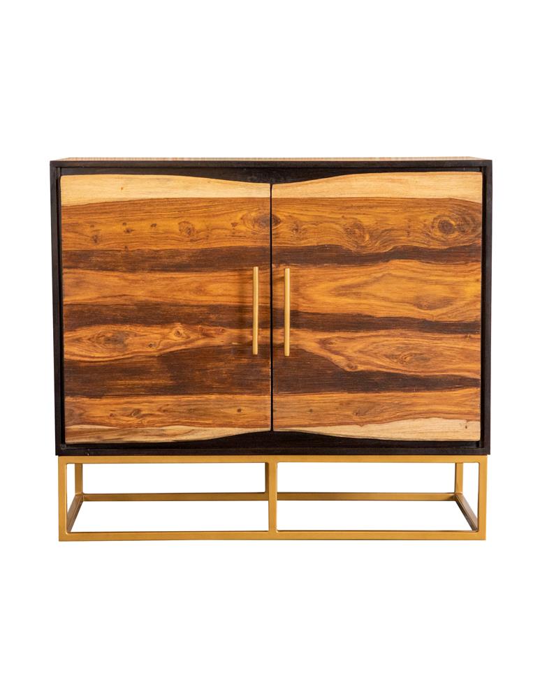 Zara Black Walnut/Gold 2-Drawer Accent Cabinet - 953447 - Bien Home Furniture & Electronics